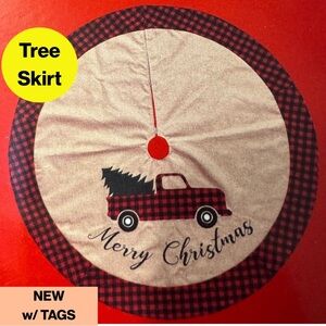 2/for $20 🪩 Plaid & Tan ‘Merry Christmas’ Tree Skirt - 48 inches diameter - NWT